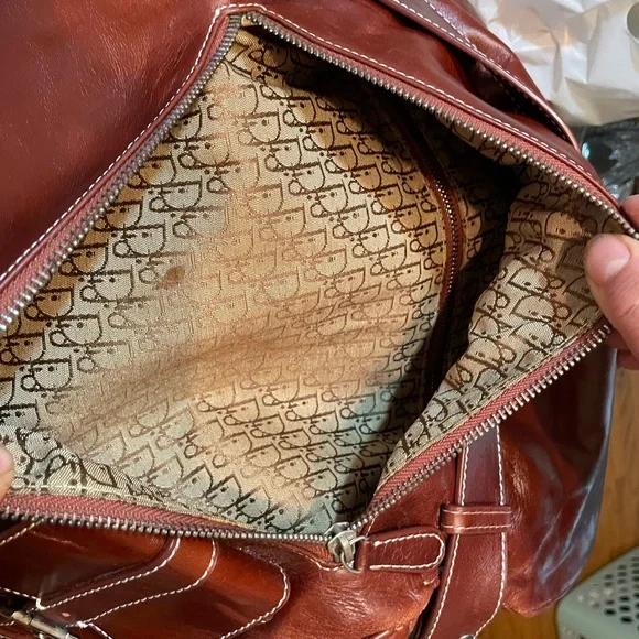 Dior Brown Leather Saddle Bag with Tan Accent - Picture 9 of 10